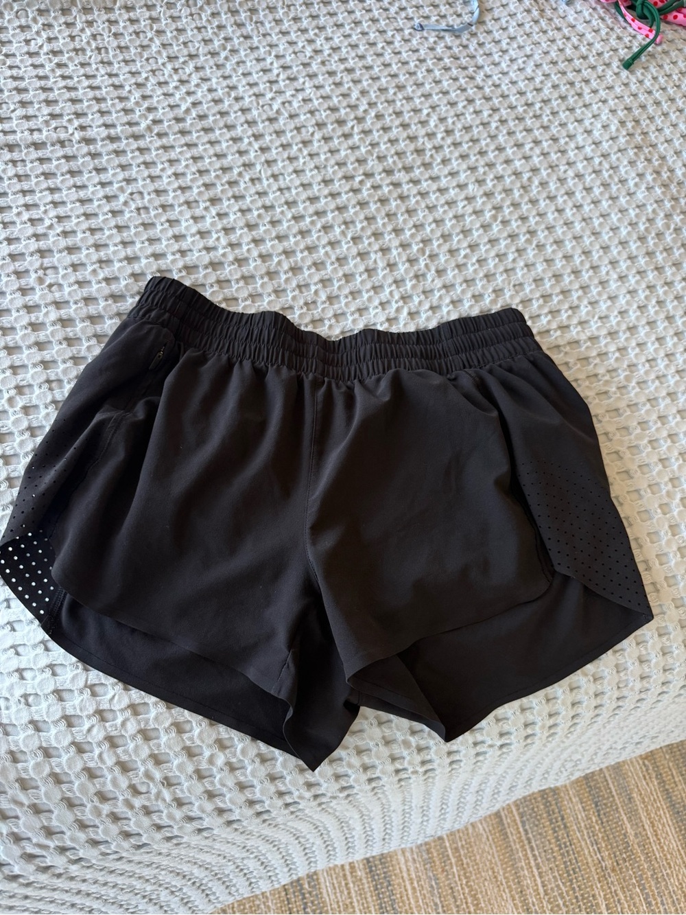 Athleta Black Perforated Side Panel Athletic Shorts